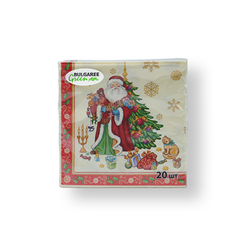 

Салфетки бумажные Bulgaree Green Подарки Деда Мороза 3 слоя 33 х 33 см 20 шт.
