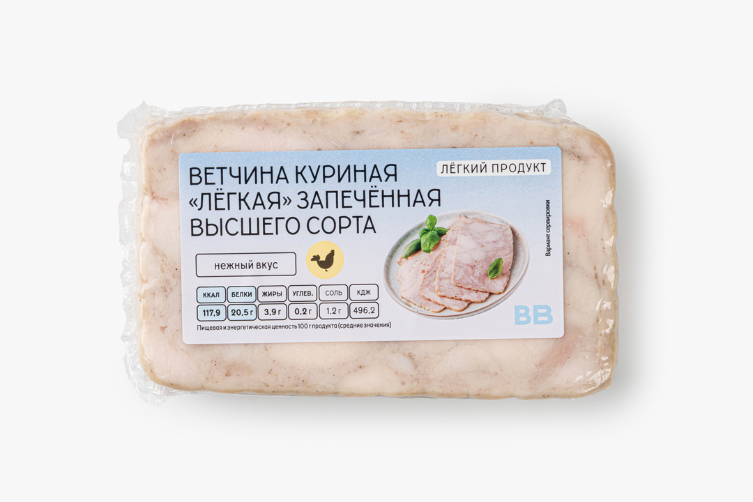 

Ветчина куриная Легкая запеченная высшего сорта 350 г