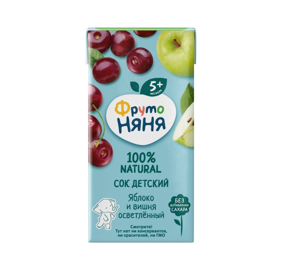 

Сок детский ФрутоНяня яблоко-вишня осветленный, 200 мл