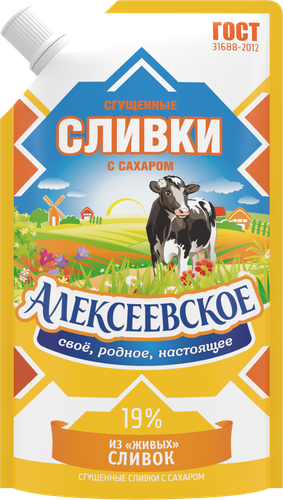 

Сливки сгущенные Алексеевское с сахаром 19% 270 г
