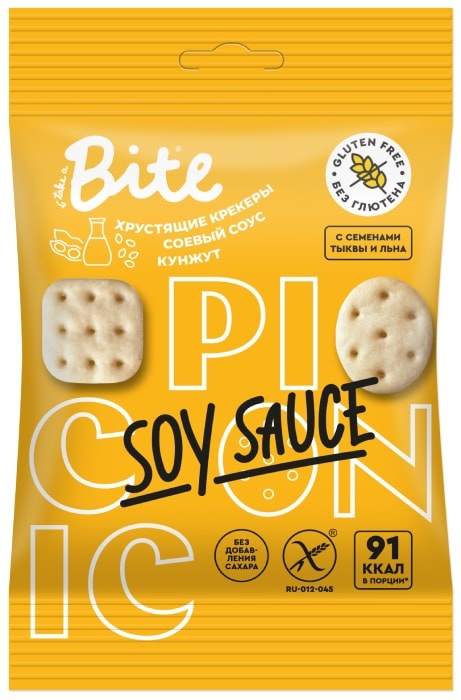 

Крекеры безглютеновые Take a Bite соленые с соевым соусом и кунжутом 60 г