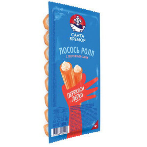 Продукт из сурими Лососевые палочки (имит) Санта Бремор Лосось-ролл с сыром пастер охл 180 г