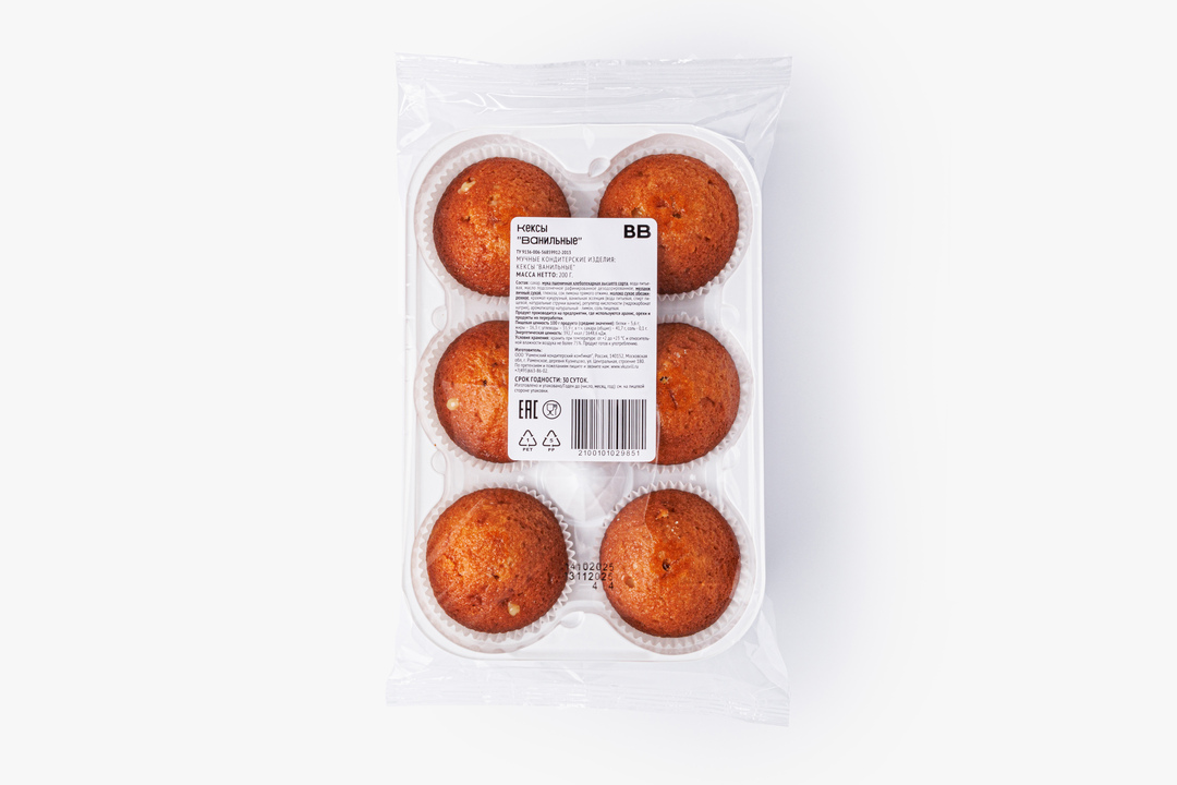 

Кексы ВкусВилл Ванильные 6 шт 200 г