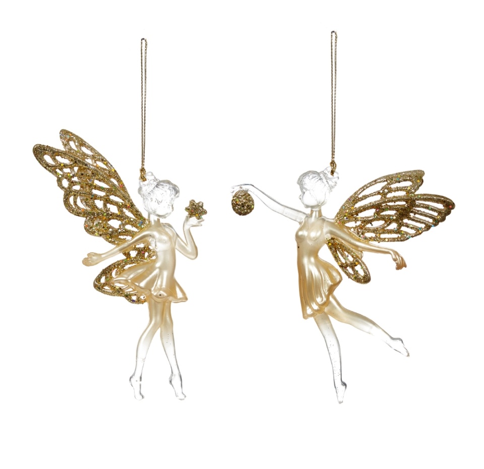 

Игрушка для елки Коллекция Традиции Ледяная фея с блестящими крыльями в ассорт-те, цвет золото, 18см., 1 шт Великобритания