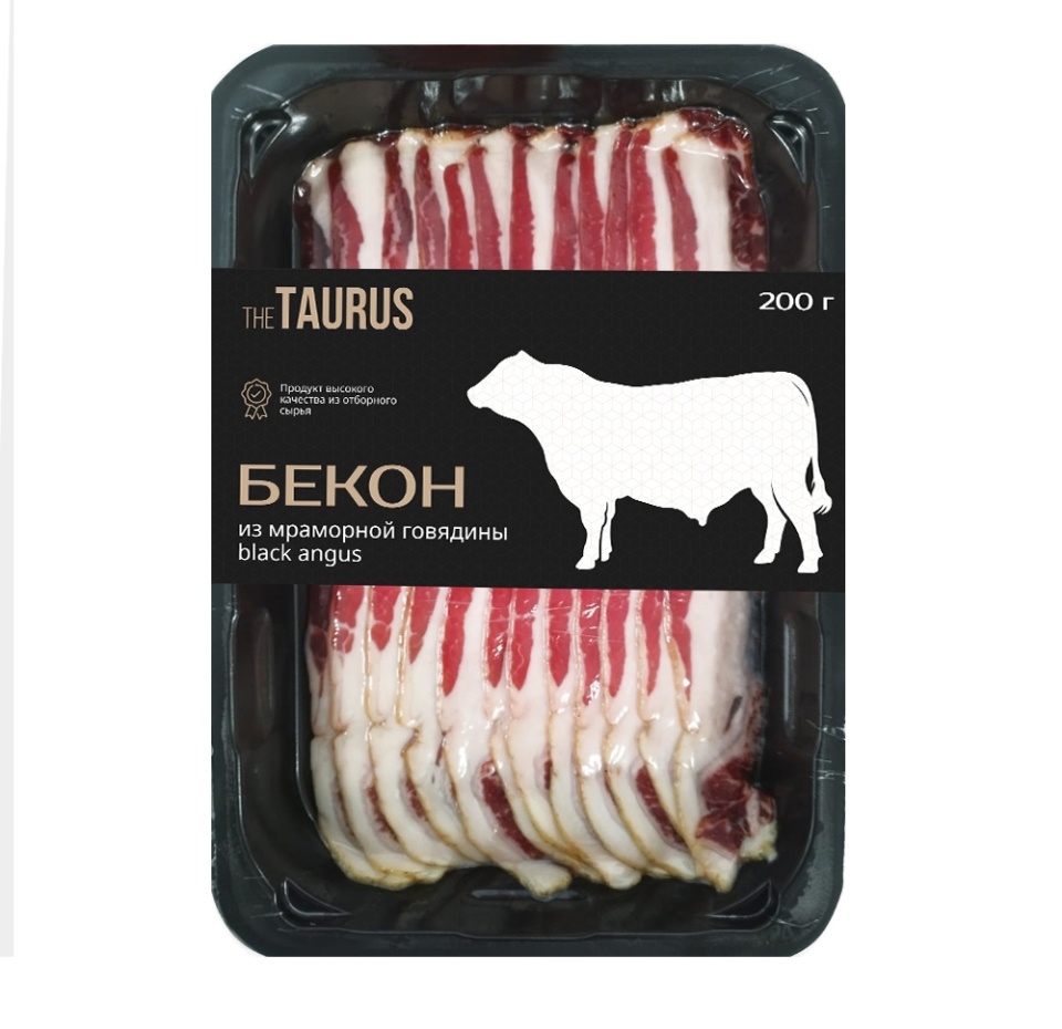 

Бекон Taurus из мраморной говядины категории В сырокопченый, 200 г