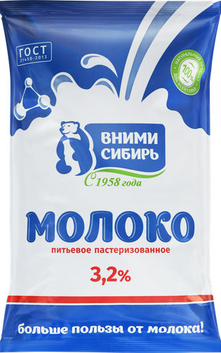 

Молоко Вними-Сибирь пастеризованное 3.2% 900 мл