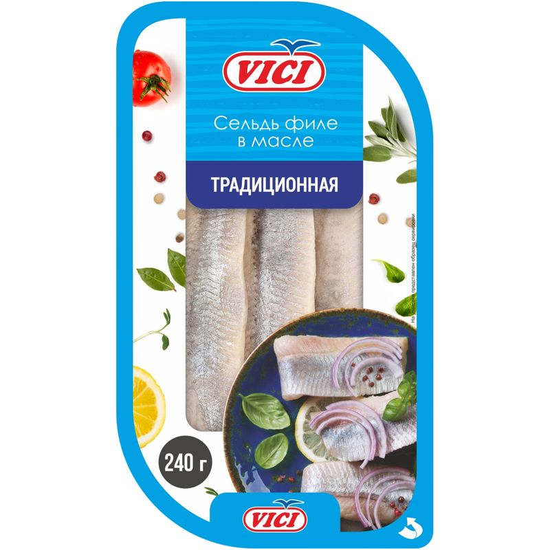 

Сельдь в масле Vici Традиционная филе 240 г