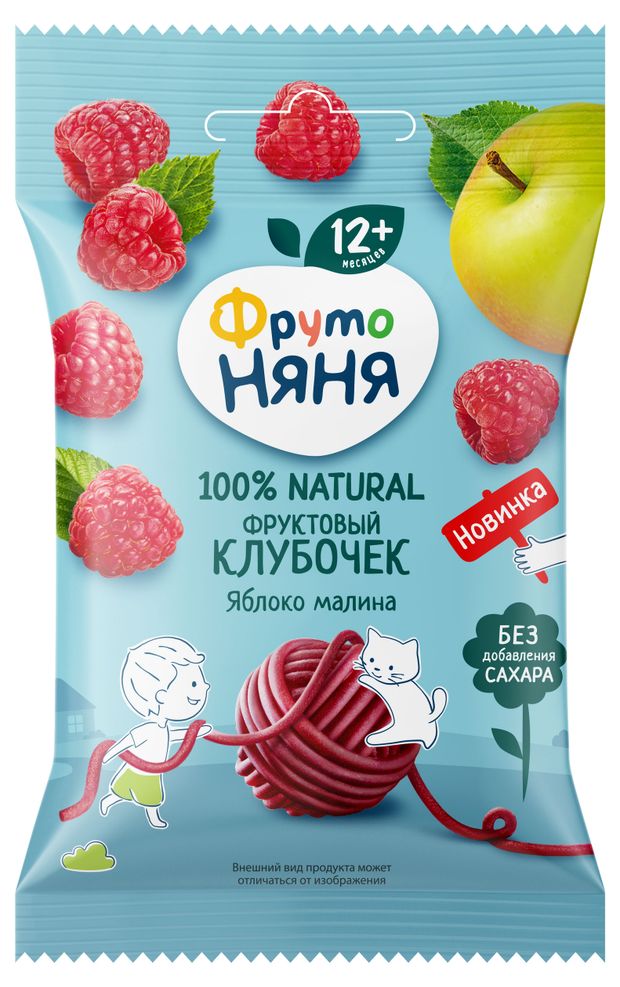 

Фруктовые кусочки ФрутоНяня Фруктовый клубочек яблоко малина с 12 месяцев 15 г