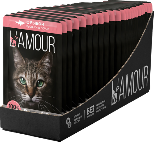 

Корм влажный для кошек, Lamour с рыбой в соусе, 75 г