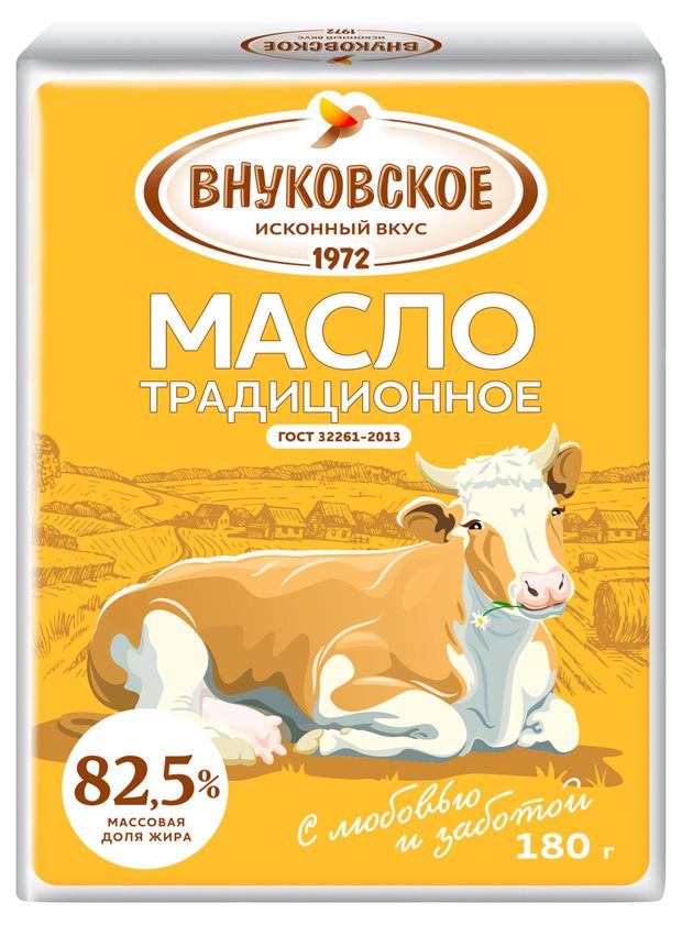 

Масло сливочное Внуковское Традиционное 82,5%, без змж, 180 г