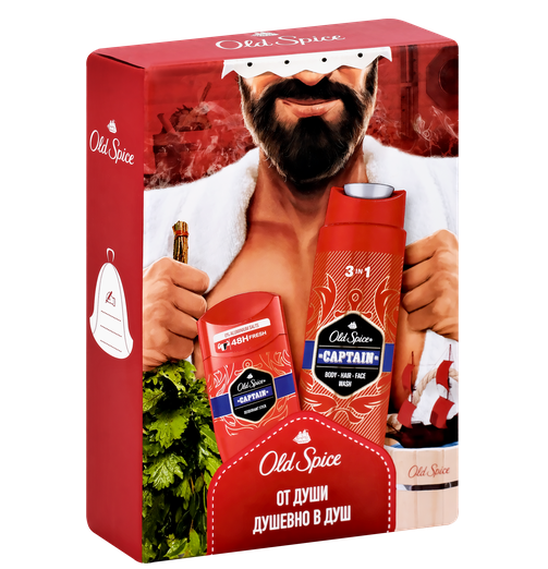 

Подарочный набор Old Spice Captain: гель для душа 3в1 250 мл, дезодорант-стик 50 мл дизайн упаковки в ассортименте