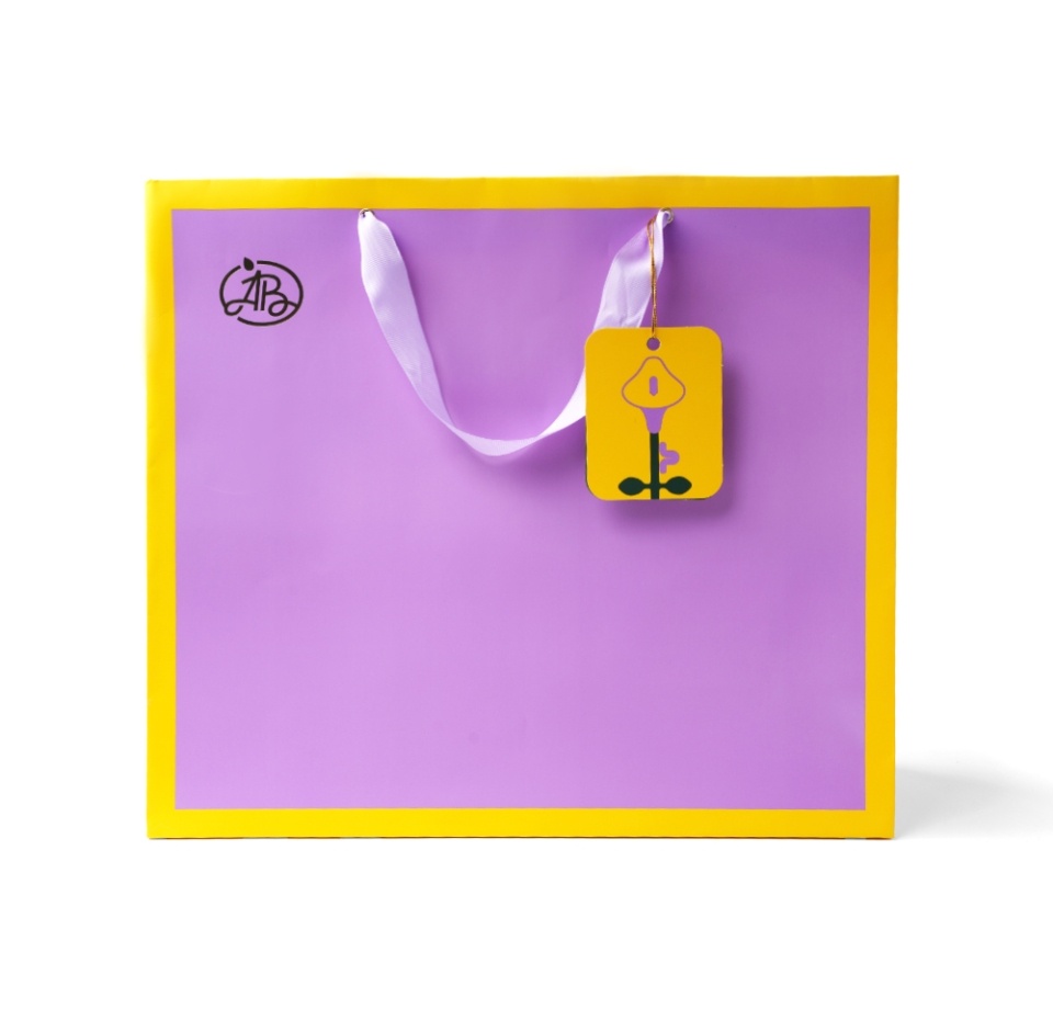 

Пакет подарочный «Азбука вкуса» фиолетово-желтый с открыткой 40х35х14, Россия