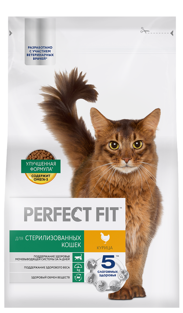 

Сухой полнорационный корм Perfect Fit для стерилизованных кошек с курицей 10 кг