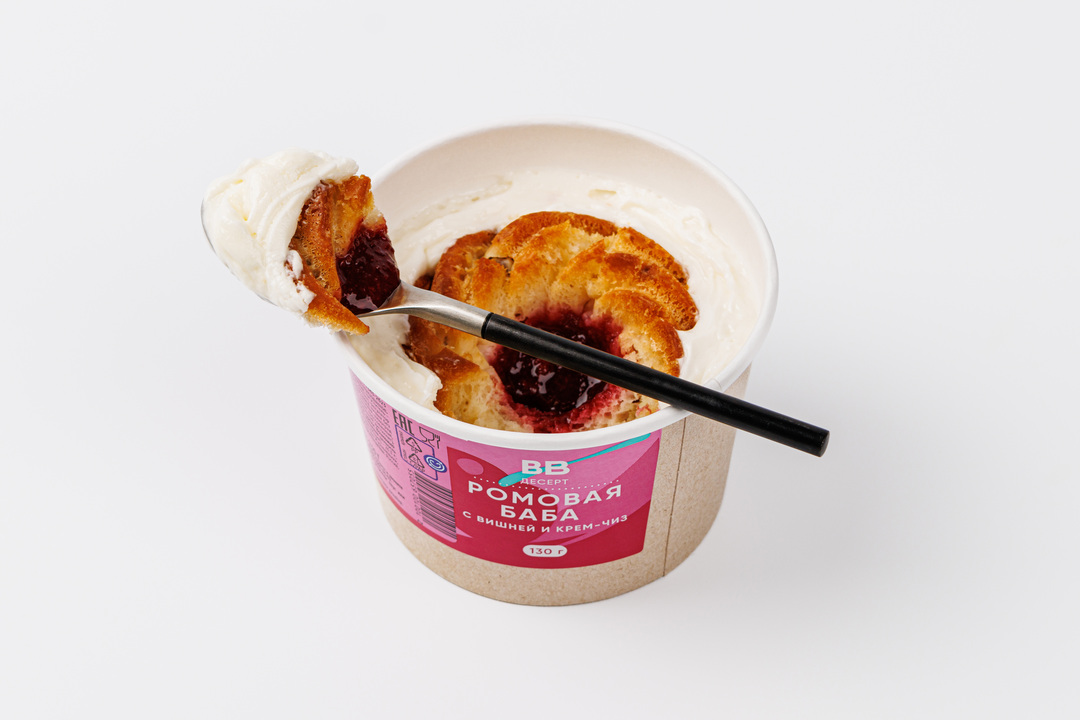 

Десерт ВкусВилл Ромовая баба с вишней и крем-чиз 130 г