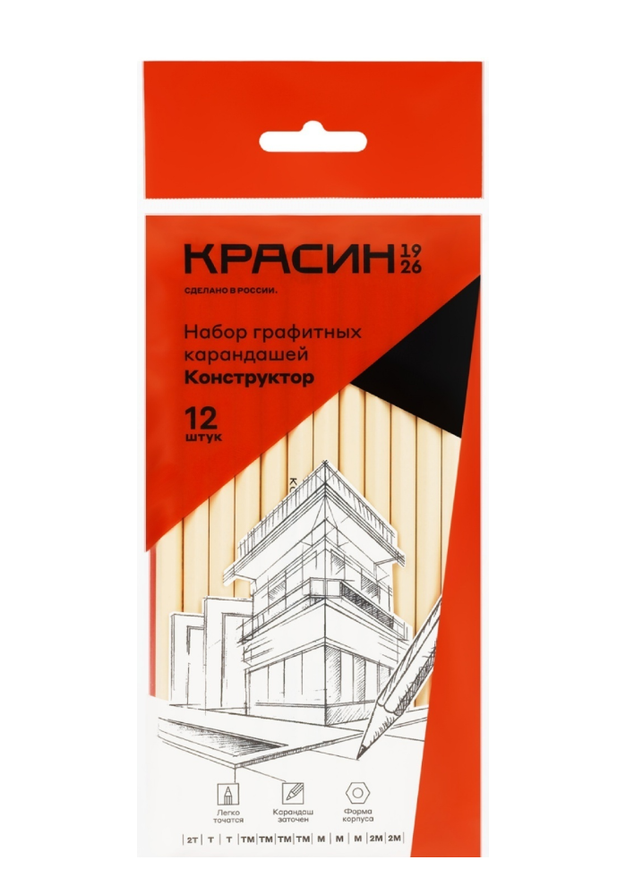 

Набор карандашей чернографитных Красин "Конструктор" 12 шт.