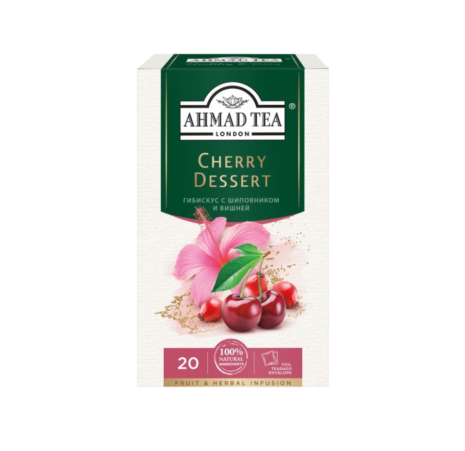 

Чай травяной Ahmad Tea Черри Десерт с вишней и шиповником в пакетиках 20х2 г