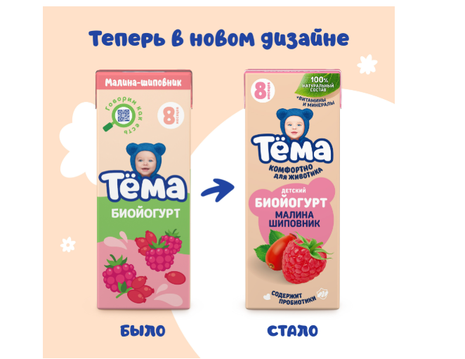 

Биойогурт питьевой детский Тёма Шиповник-малина 2.8% 210 г дизайн упаковки в ассортименте