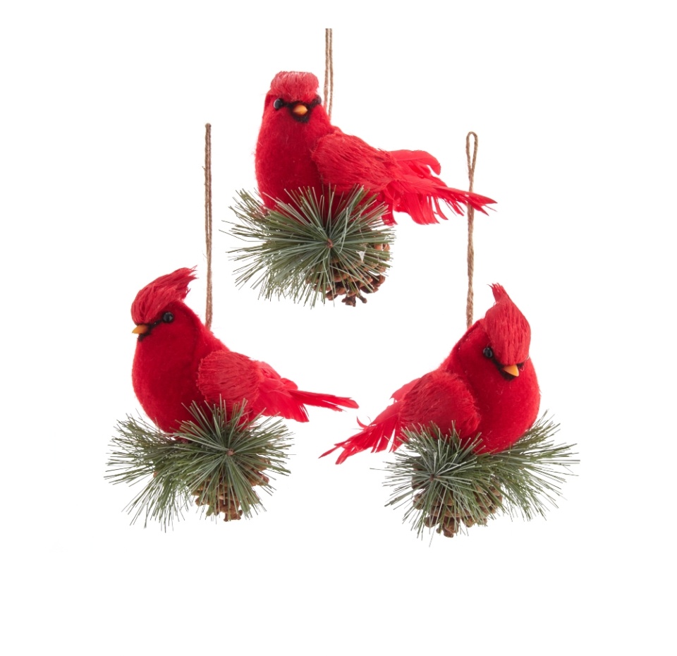 

Елочная игрушка Kurt S Adler Традиции Кардинал на сосновой шишке дизайн в ассортименте 12.5 см 1 шт.