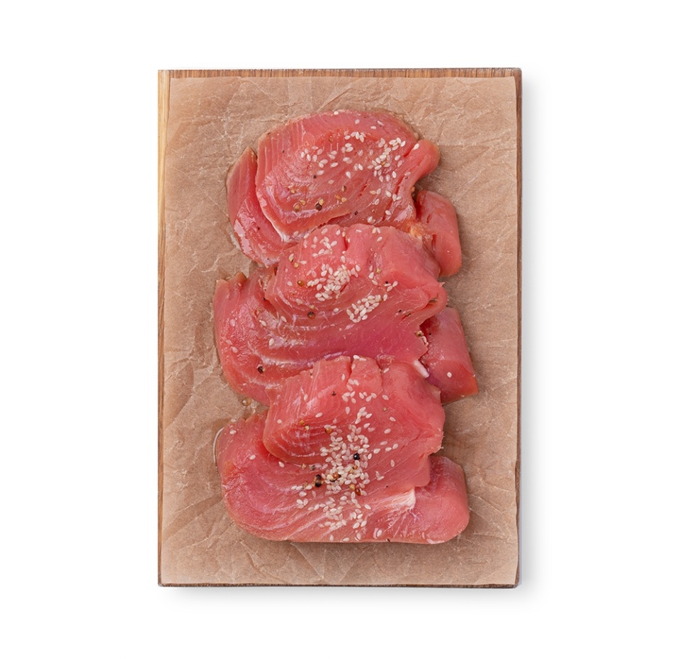 

Тунец филе-куски маринованные с кунжутом вес