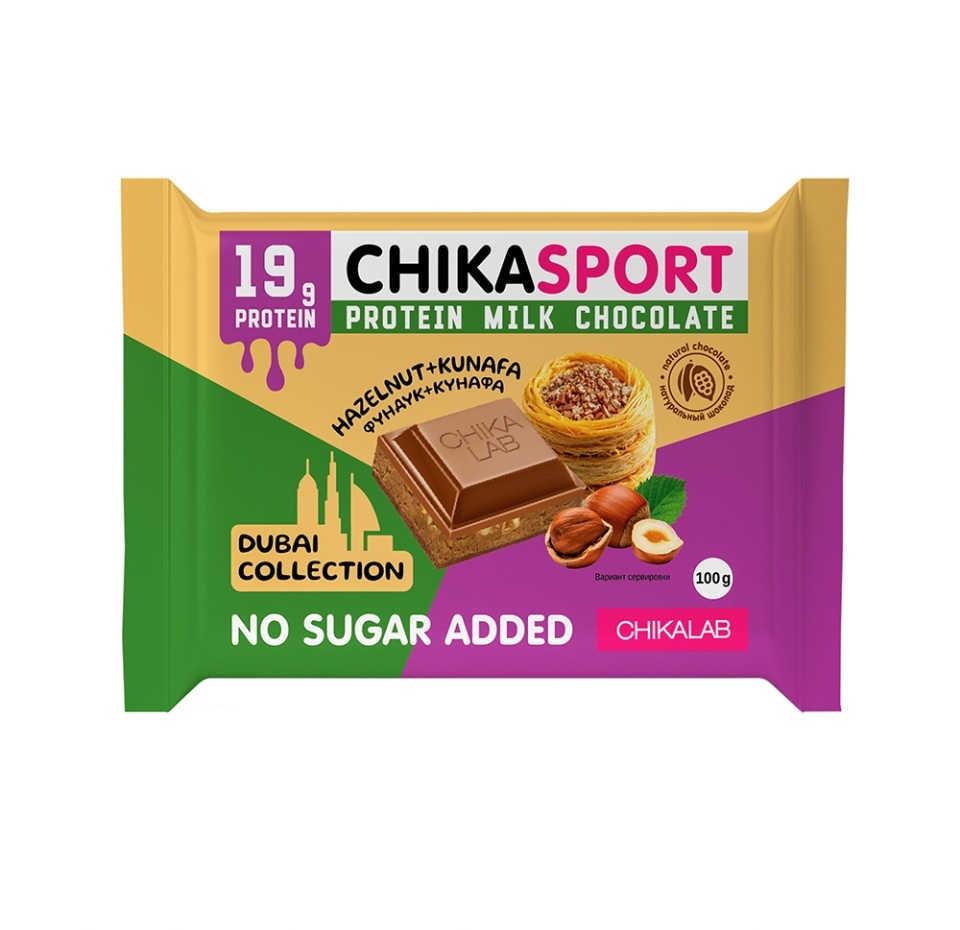 

Шоколад Chikalab Dubai collection молочный с фундучной пастой и хрустящим тестом 100 г