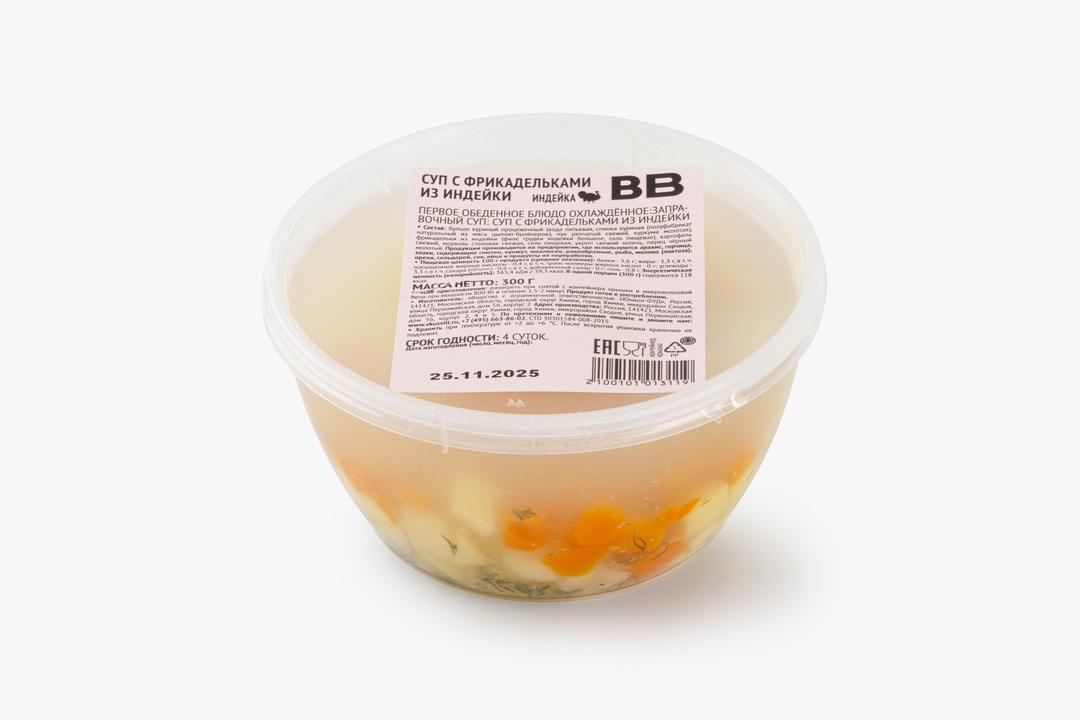 

Суп ВкусВилл с фрикадельками из индейки 300 г