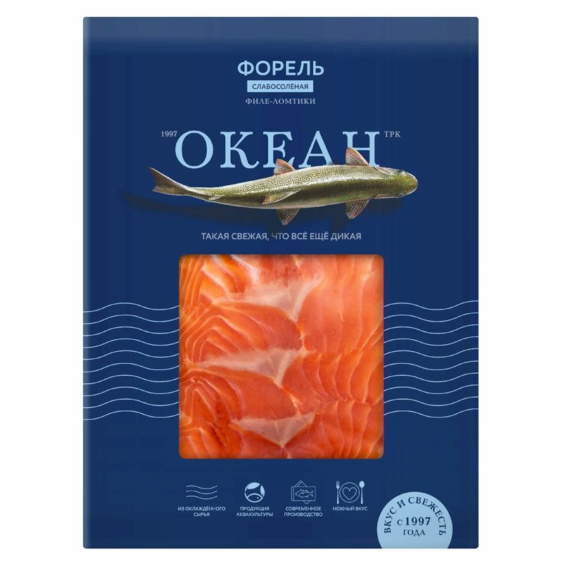

Форель Океан слабосоленая филе-ломтики 100 г