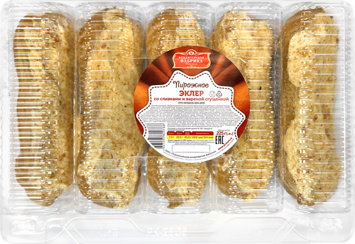 

Пирожное Новокузнецкая КФ Эклер со сливками и вареной сгущенкой 5 шт. x 45 г