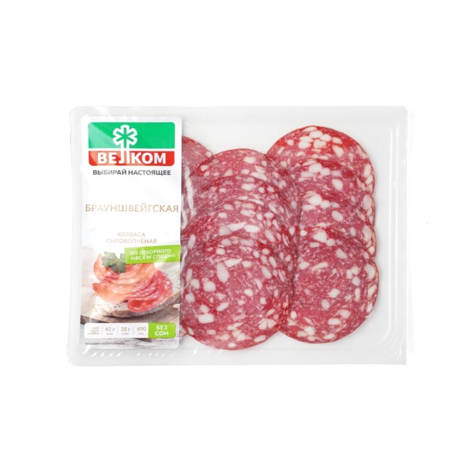 

Колбаса Велком Брауншвейгская сырокопчёная 90 г
