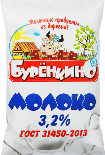 

Молоко пастеризованное Буренкино 3.2%, без змж 800 мл