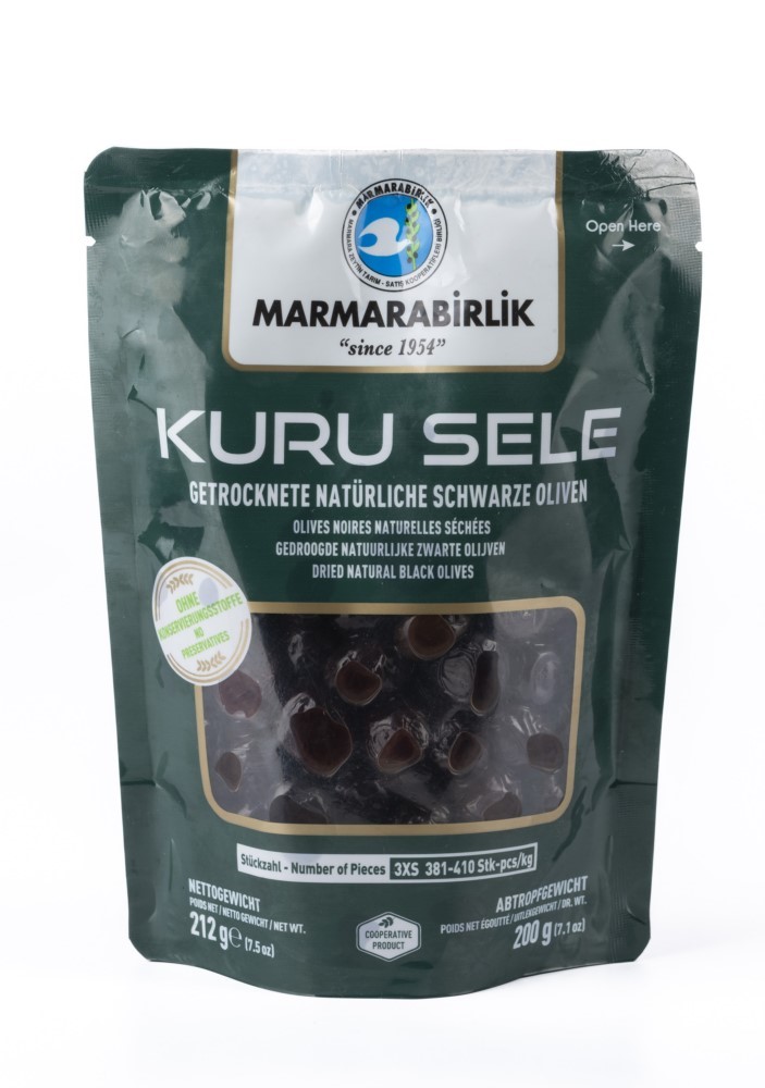 

Оливки Marmarabirlik чёрные натуральные с косточкой вяленые 200 г