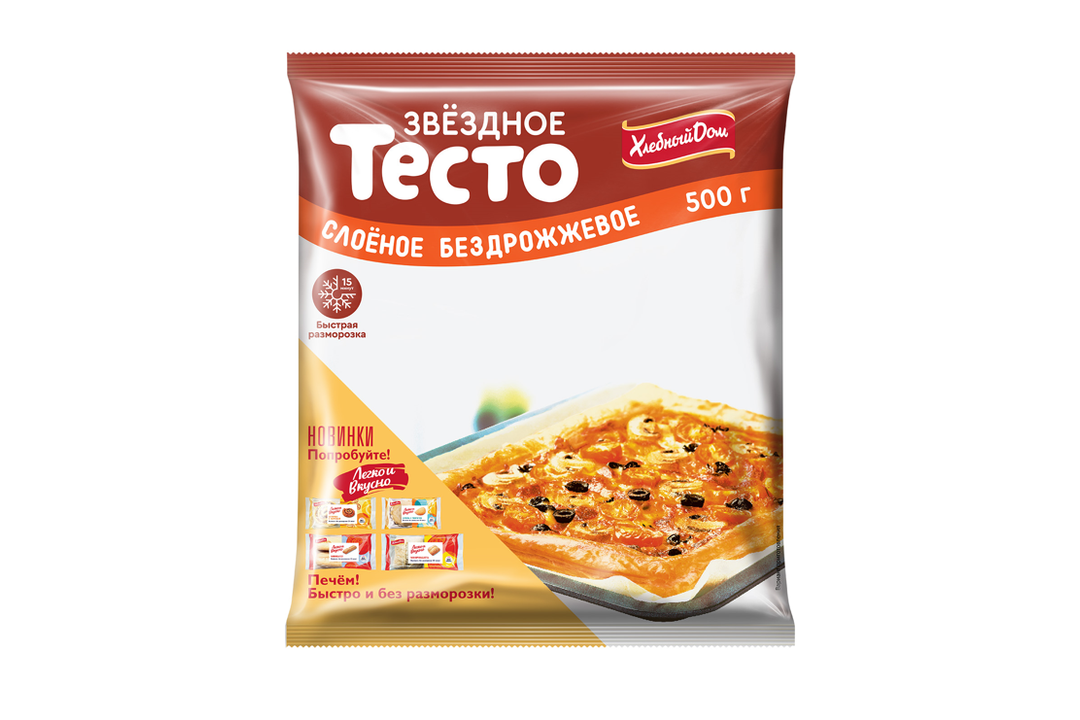 

Тесто бездрожжевое Хлебный дом Звёздное слоеное 500 г