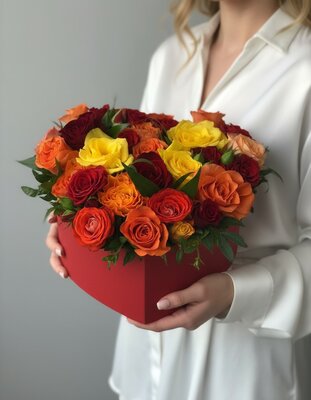 Коробка сердце с цветами Чувственность