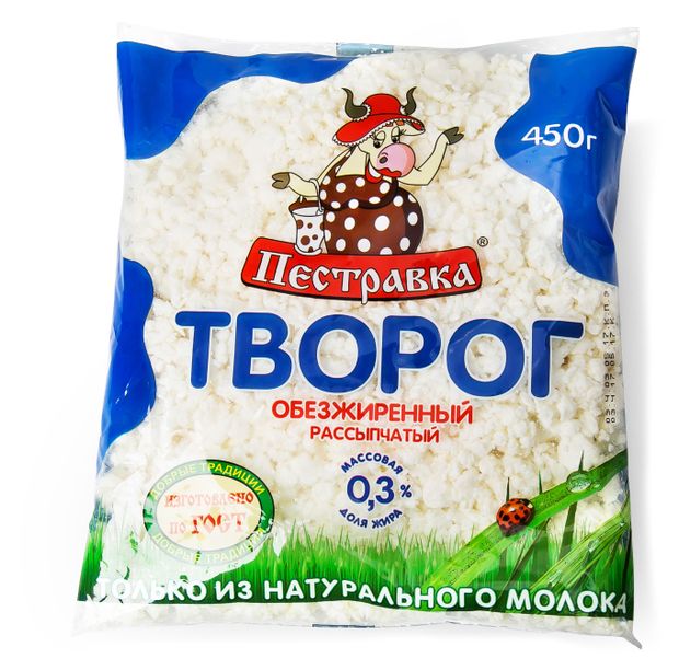 

Творог Пестравка обезжиренный рассыпчатый 0.3%
