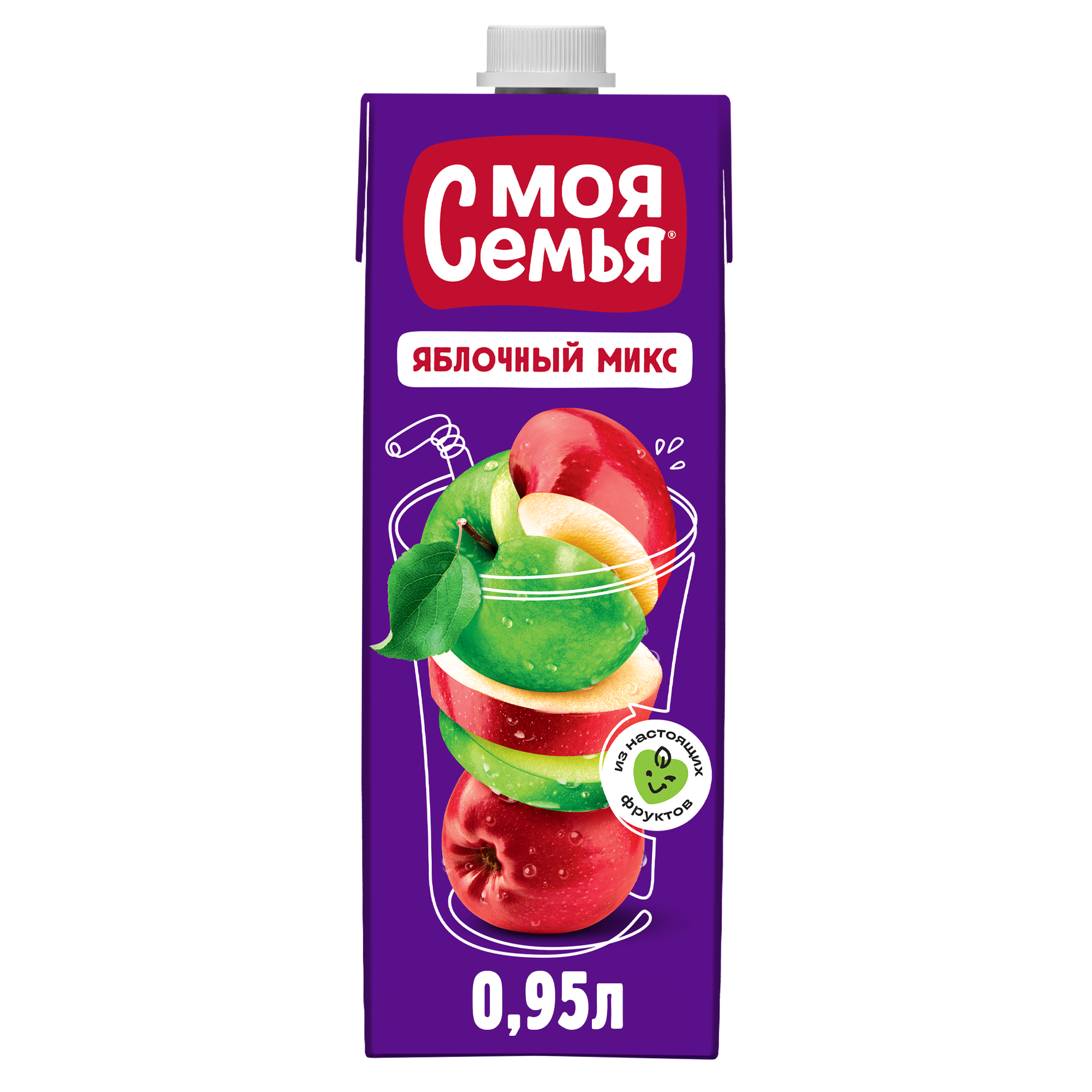 

Напиток сокосодержащий Моя семья яблочный микс 950 мл