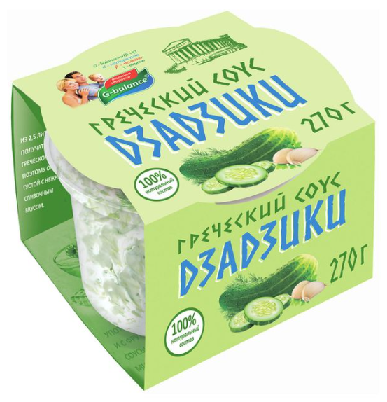 

Соус G-balance греческий Дзадзики 6-8% 270 г