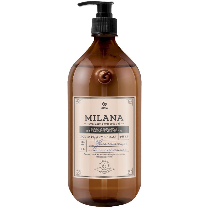 

Жидкое мыло Grass Milana Perfume Professional Черный перец амбра и нероли парфюмированное 1 л