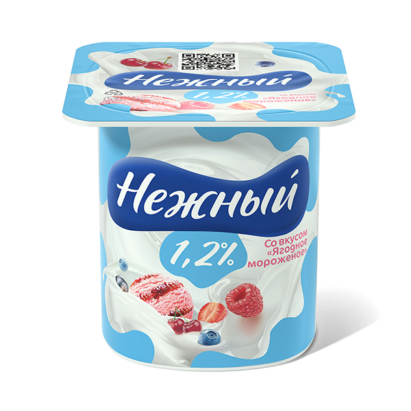 

Йогурт Нежный 1,2% со вкусом Ягодное мороженое 100 г