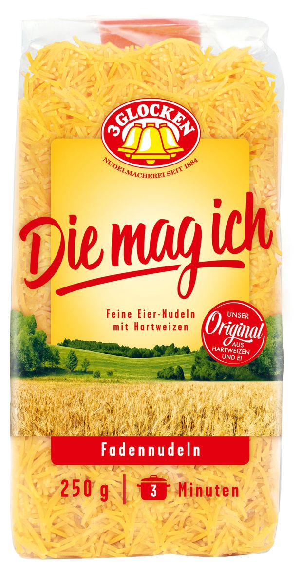 

Макаронные изделия Fadennudeln 3 Glocken Die Mag Ich Feine Eier-Nudeln 250 г