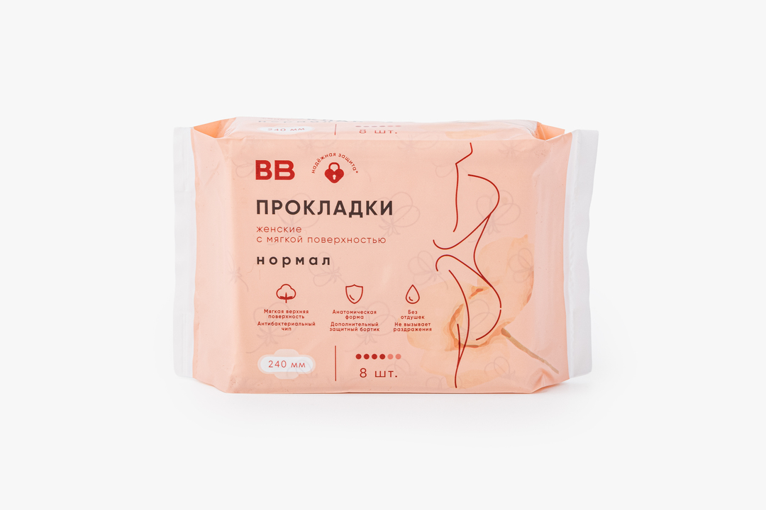 

Прокладки ВкусВилл Нормал женские с мягкой поверхностью 8 шт.