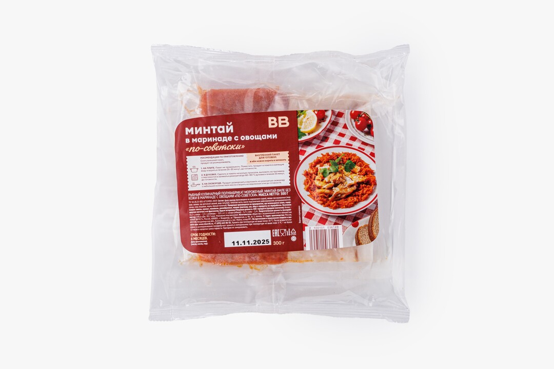 

Минтай ВкусВилл в маринаде с овощами по-советски замороженный 300 г