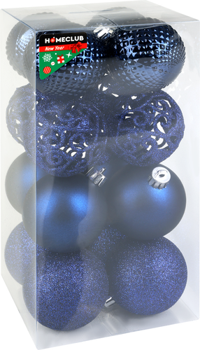 

Набор елочных шаров Homeclub 6 см разной фактуры Арт. AC3/6016/B 16 шт