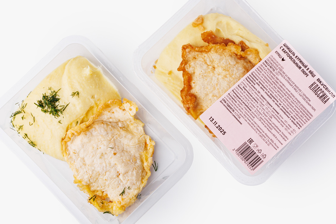 

Шницель куриный в яйце с картофельным пюре 210 г