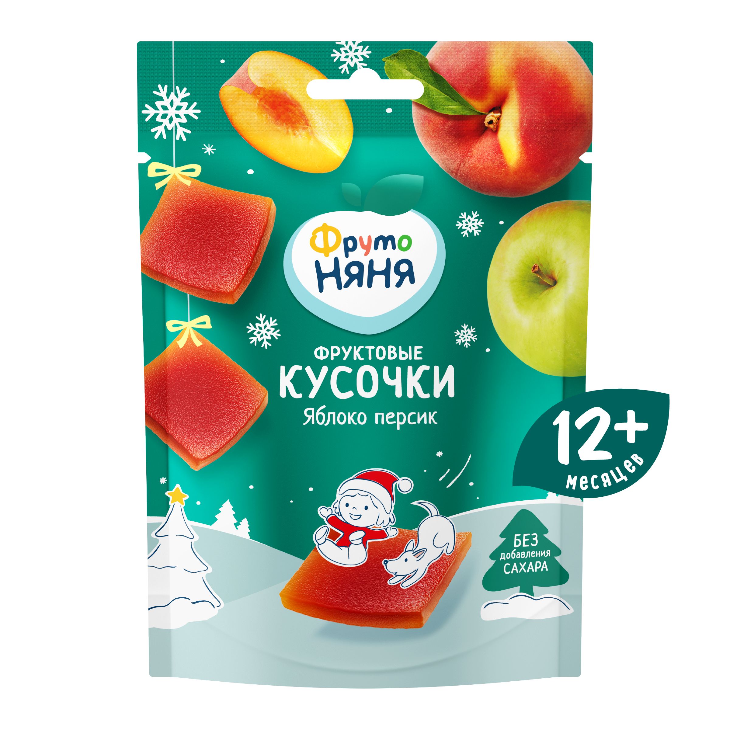 

Фруктовые кусочки ФрутоНяня яблоко и персик с 12 месяцев 53 г