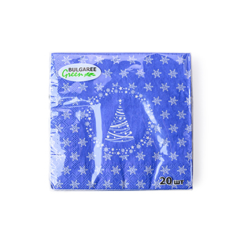 

Салфетки бумажные Bulgaree Green Снежинки серебро синие 3 слоя 33 х 33 см 20 шт.