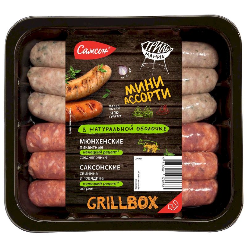 

Колбаски Самсон Мини Ассорти Саксонские и Мюнхенские 400 г