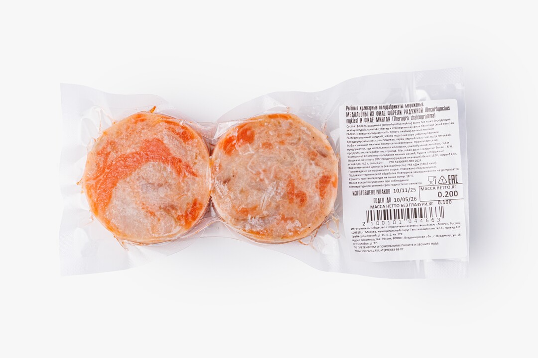 

Медальоны ВкусВилл из форели и минтая замороженные 200 г