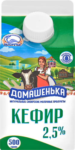 

Кефир Домашенька 2,5%, без змж 500г