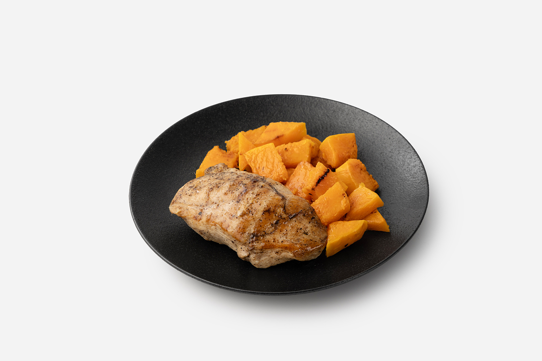 

Кусочки пряной тыквы ВкусВилл с куриной грудкой су-вид 190 г