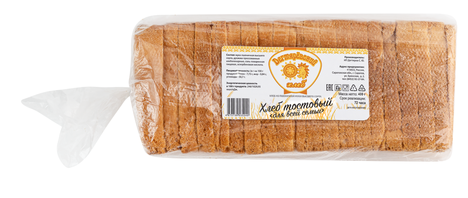 

Хлеб тостовый Дегтярёвский Хлеб для всей семьи 400 г