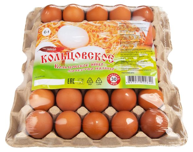 

Яйцо куриное Кольцовское С1 30 шт. цвет яиц в ассортименте